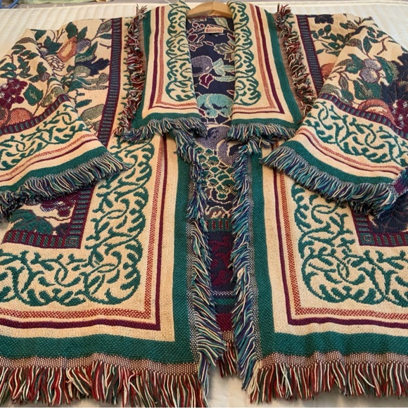 Lady Hawke Blanket Coat Tapestry Cardigan  Western Cottage -Core Boho Gypsy - Picture 10 of 13